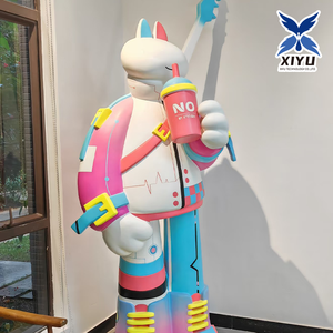 Cyberpunk biyonik tavşan heykeli-LED Neon Glow ve özelleştirilebilir "hayır" sanat dekoru ile 3D renkli Anime mesaj ekranı - Product Image 1
