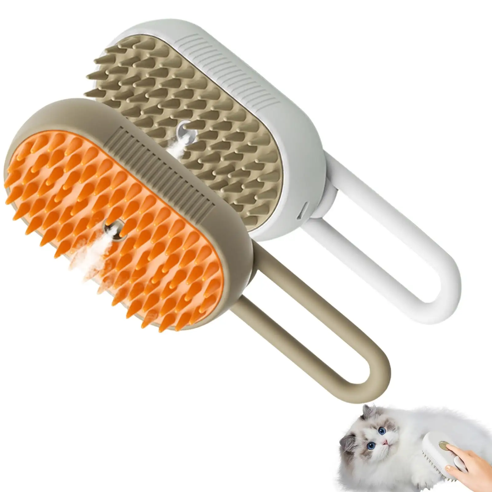 Bunnyhi PET090 3 In1 Escova para Pets Recarregável com alça para cães e gatos Escova para Pescador de vapor para Pente de limpeza de gatos