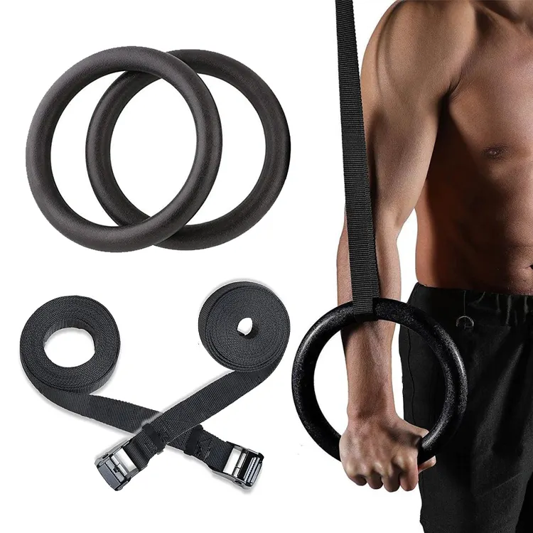 Accessori per il Fitness Body Building anelli da ginnastica in plastica ABS anelli per esercizi Pull Up con cinghie regolabili