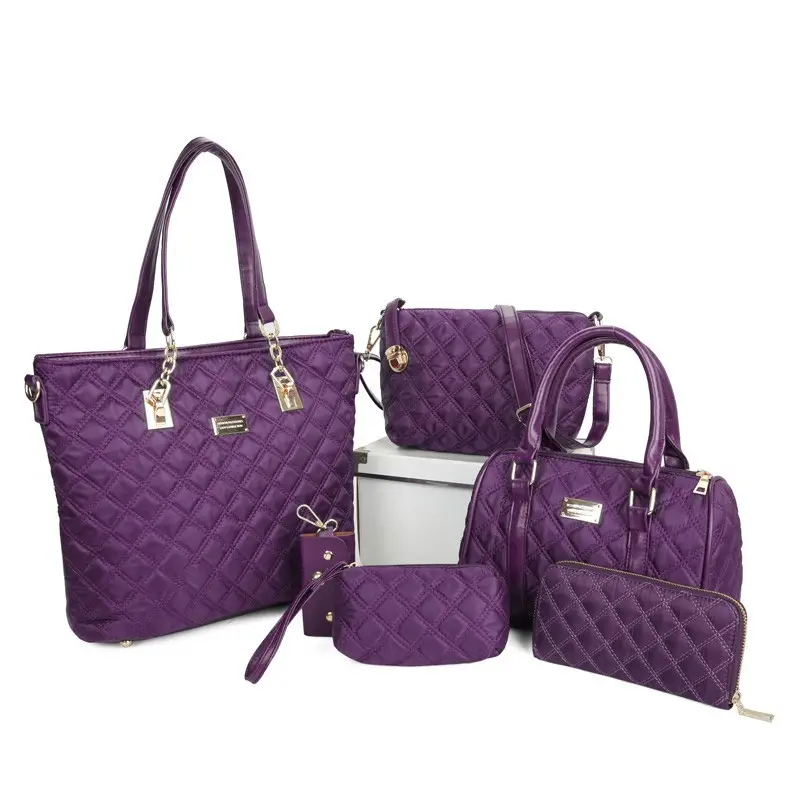 도매 간단하고 세련된 6 조각 저렴한 패션 하이 퀄리티 숙녀 가방 5 에서 1 세트 핸드백 지갑의 여성