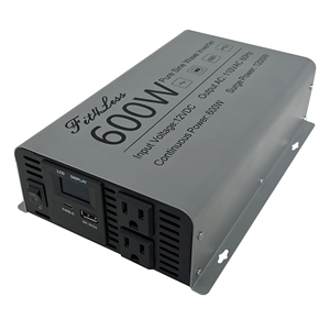 Fit4无DC 12v至交流110V 60Hz，带液晶显示器双插座C型和USB输出600瓦纯正弦波逆变器 - Product Image 1