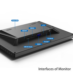 Monitor industrial de entrada HDMI VGA de 12 pulgadas, panel táctil capacitivo de alto brillo con soporte plegable VESA - Product Image 4