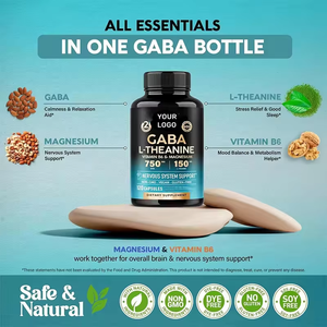 Supplément alimentaire en capsules de magnésium et de vitamines B6 GABA L-théanine de marque privée OEM - Product Image 2