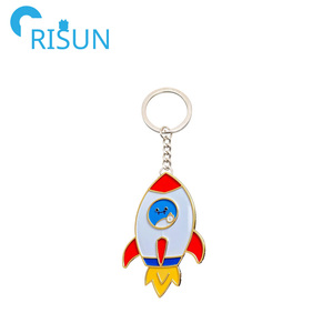 Wholesale Rocket Planet <strong>Rainbow</strong> Keychain Custom Logo <strong>Go</strong> to Space Retro Rocket Soft Hard Enamel Keychains Keyring - Product Image 2