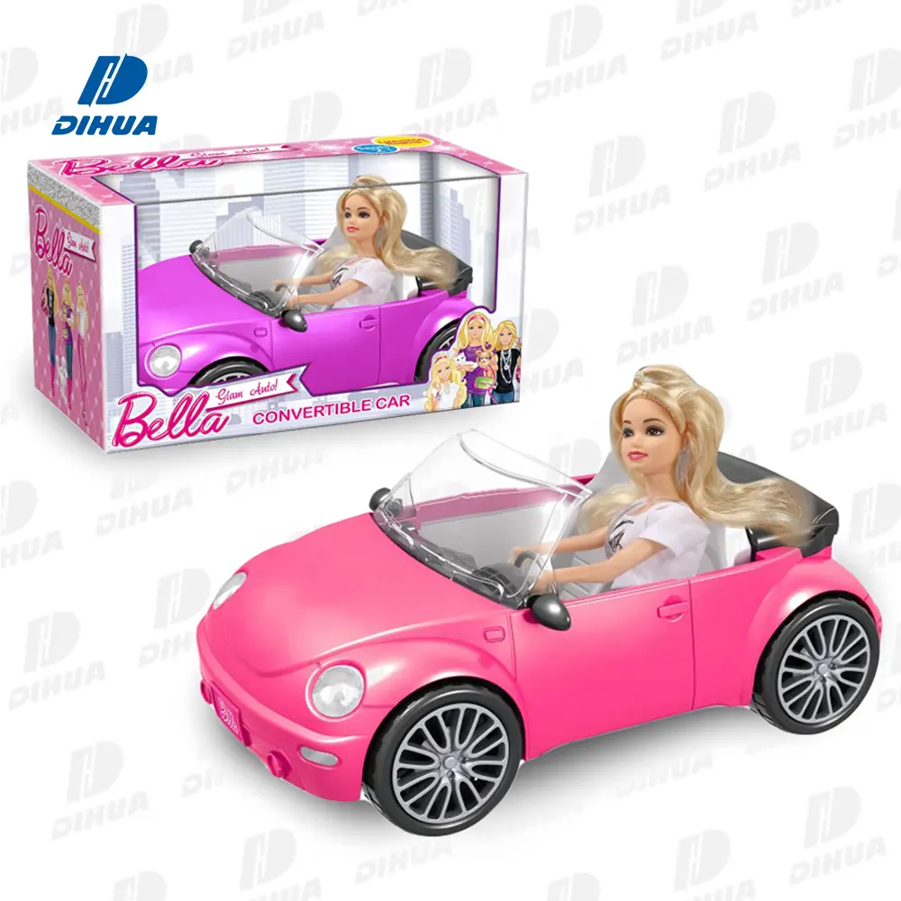 Ensemble de voiture convertible en Offre Spéciale avec poupée, poupée de mode en plastique solide de 11 pouces à roue libre pour filles