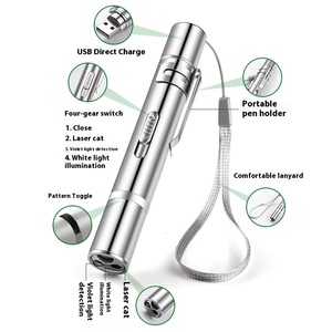 USB ricaricabile viola luce per gatti Teaser Stick Multi-Pattern puntatore Laser divertente interattivo eco-friendly giocattolo per animali domestici per gatti cani - Product Image 4
