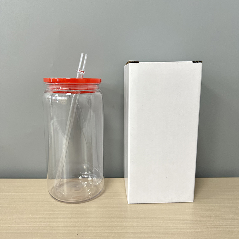 Transparent cup + red lid