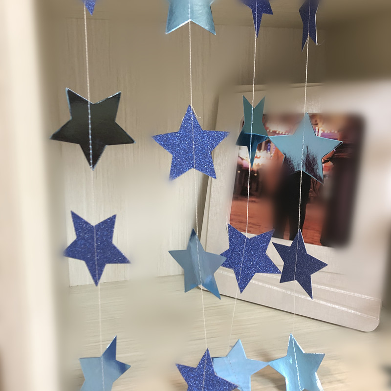 colorful Deep blue glittery stars light blue