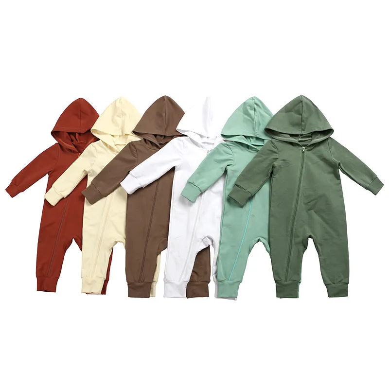2024 थोक नए डिजाइन के बच्चों के कपड़े कॉटन सॉलिड आरामदायक जिपर नवजात शिशु रोम्पर