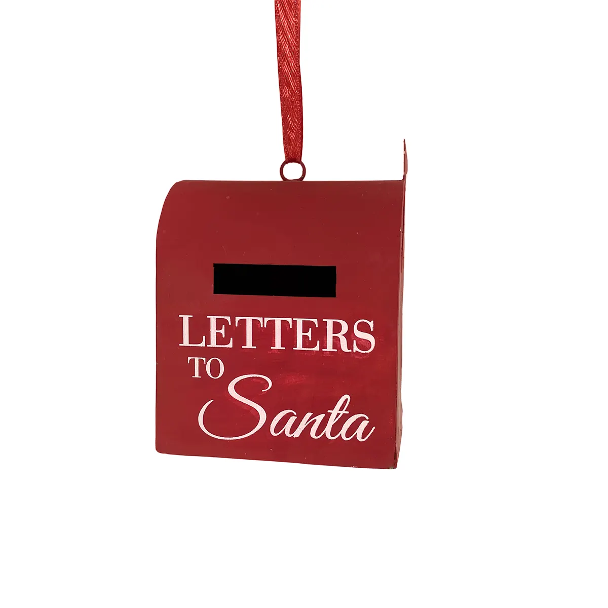 Logo personalizzato albero di natale decorazione appesa lettere da 9CM a Santa Metal Red Mail Letter Box decorazione natalizia