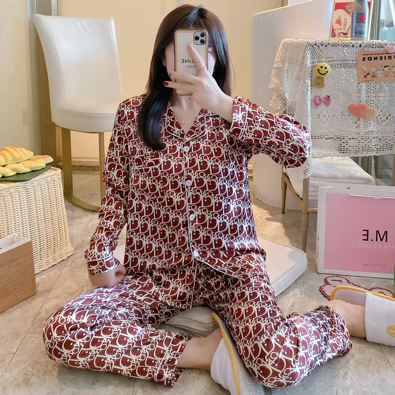 Pyjamas Damen Seiden jacke Langarmhose lose High-End-Home-Service zweiteilige Nachtwäsche-Set