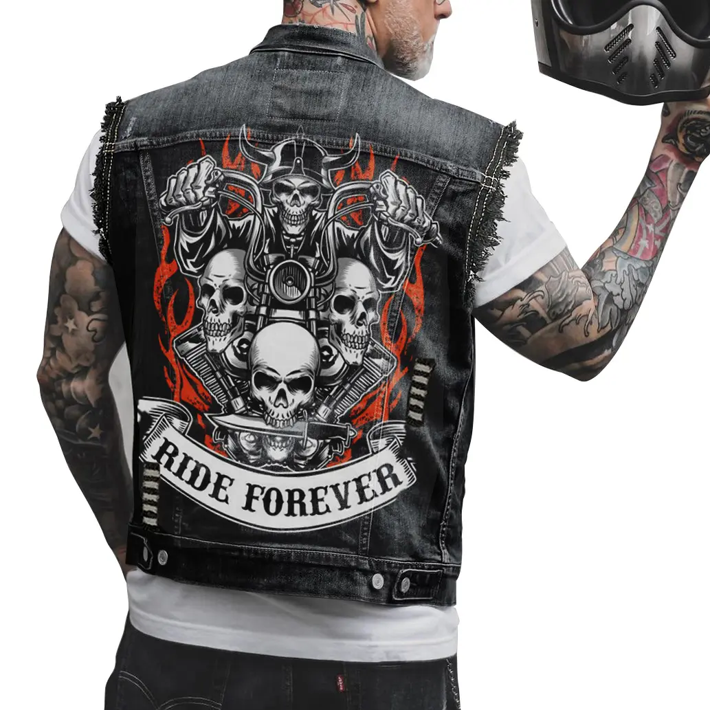 Großhandel Kurzarm Denim Goth Emo Punk Rock And Roll Ropa Kleidung Jacke für Männer