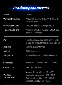 COMFAST tip C USB WiFi 6E axgaming tri-band BT 5.3 oyun akışı için kablosuz ağ kartı - Product Image 6