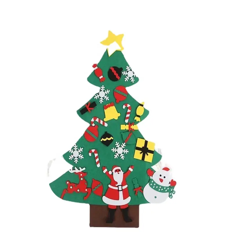 Árbol de Navidad de fieltro de Venta caliente y un árbol de Navidad hecho de material de fieltro para colgar en la pared árbol de Navidad de fieltro decorado