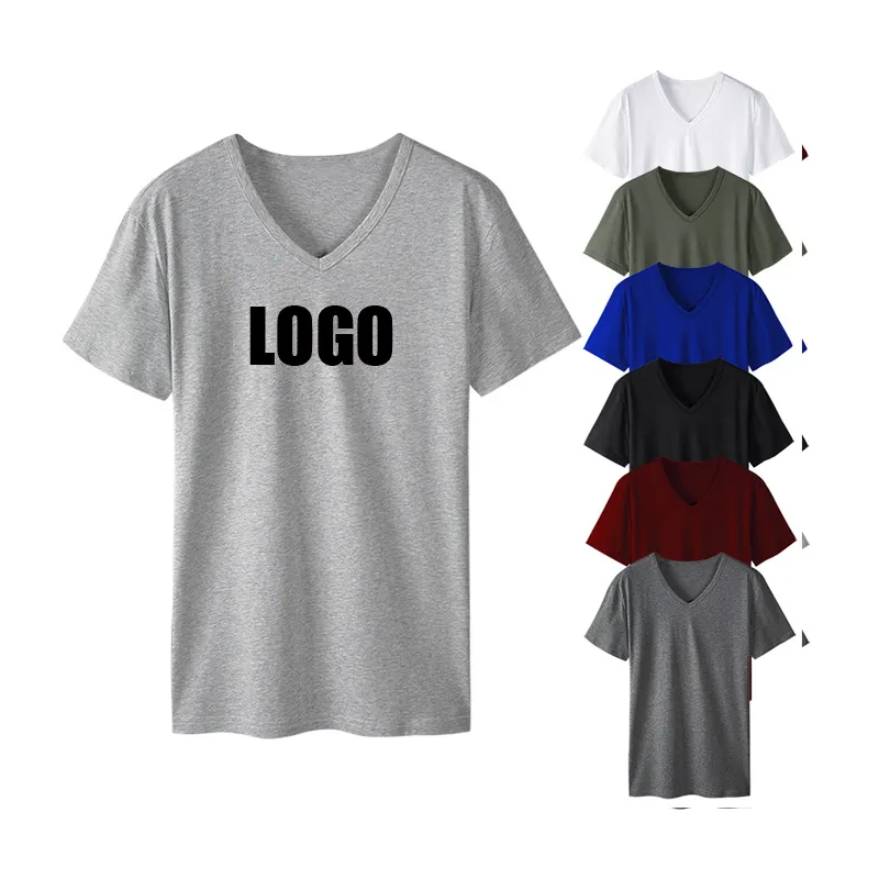 Camiseta de verão masculina, logotipo personalizado, manga curta, em branco, sexy, gola em v, roupa íntima, fabricação de camisetas para homens