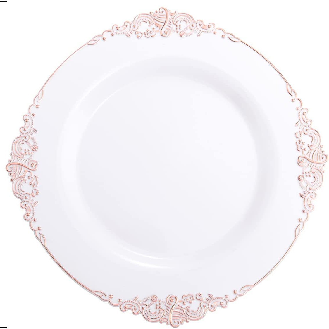 Plato de 10.25 pulgadas blanco con relieve de dragón Phnom Penh y diseño de rosa ardiente.