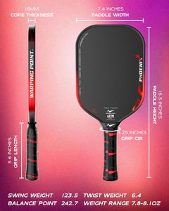 Tina pisnik Phoenix Pickleball ไม้พาย UPA-A ได้รับการอนุมัติ T700ดิบคาร์บอนไฟเบอร์16มม. 13.3มม. ระบบพาวเวอร์ไดรฟ์แม่นยำ - Product Image 3