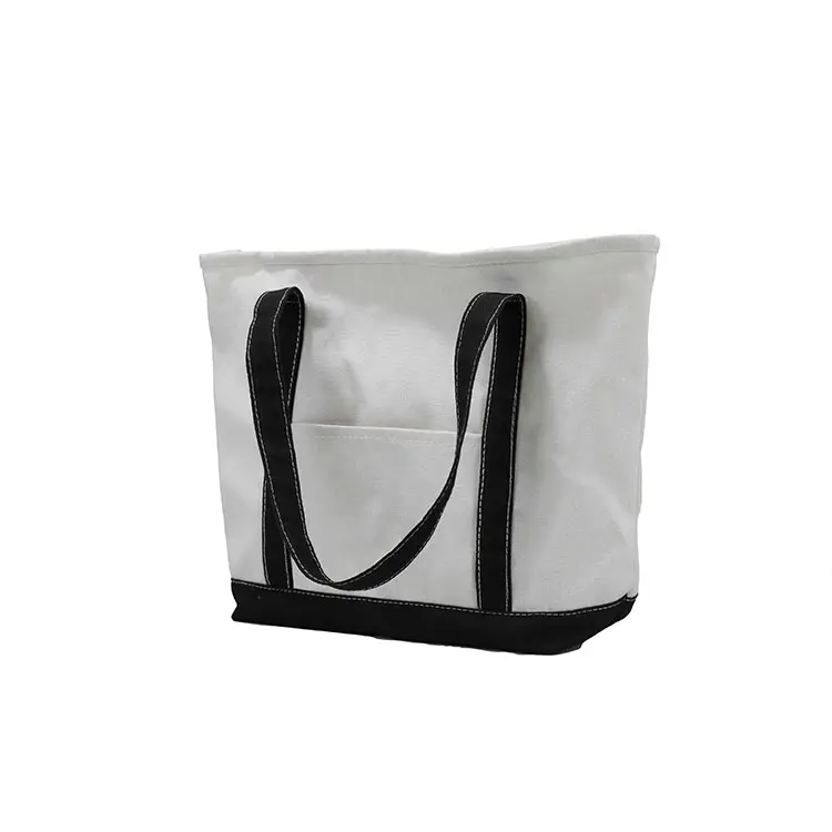 Hot-bán biểu tượng tùy chỉnh bông vải tote túi cổ điển màu đen và trắng ban đầu túi xách cho du lịch 2023