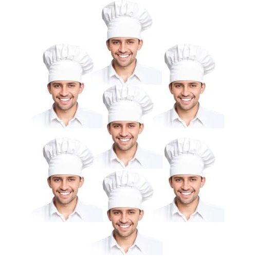 Lot de 7 toques de chef blanches pour femmes