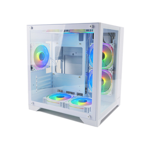 MANMU OEM Blanco Gamer Desktop Computer Case Matx PC Case Aleación de aluminio Vidrio templado Torre media para Mac PC ATX Systems Stock - Product Image 1
