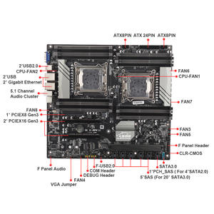 Placa base X79 para CPU dual, tarjeta madre con 21 * SATA3.0, 4 * SATA2.0, mSATA3.0, NVME M.2 , 16 * DDR3 - Product Image 6