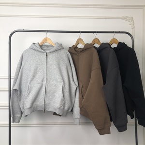 Heavyweight Personalizado Boxy Oversized Bordado Cropped Blanks Zipper Camisola Casual Street Wear Hoodie Mens Roupas de Inverno - Product Image 3