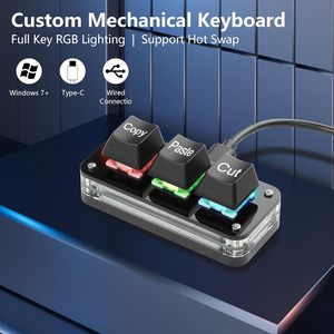 Mini Teclado mecánico de intercambio en caliente Macro, Teclado programable con luz LED de 3 teclas para ordenador portátil, función de corte y pegado, funcionamiento - Product Image 5