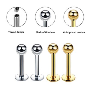 थोक फैशन भेदी गहने जीभ नाखून कान के नीचे आंतरिक थ्रेडेड लैडर भेदी g23 टाइटेनियम मिश्र धातु गेंद होंठ नाखून - Product Image 4
