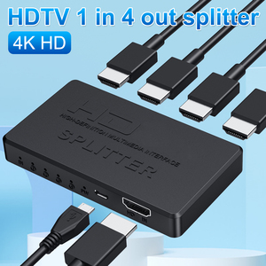 Divisor de vídeo HDTV de 4 vías de fábrica Cable de alimentación USB negro Interruptor de 1 en 4 salidas con caja divisora de TV de alta definición - Product Image 2