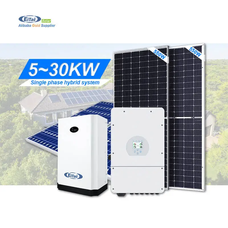 Бытовая автономная гибридная солнечная энергия, фотоэлектрическая панель, трехфазная система, 5 кВт, полный комплект солнечных батарей для дома, гибрид