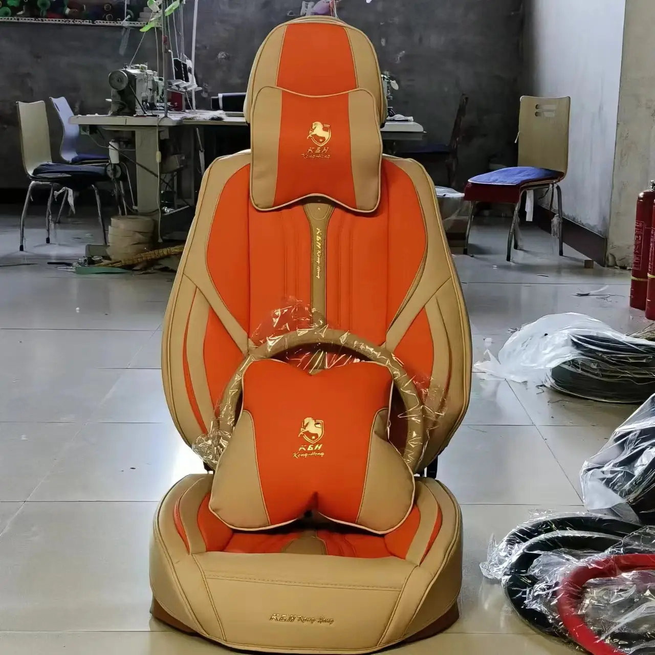 Роскошный полный комплект кожаный 9d чехол для автомобильного сиденья с подушкой для автомобильного сиденья лошадиный логотип Чехол для автомобильного сиденья