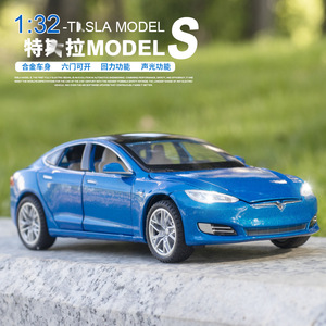 ダイカストシミュレーション1:32テスラモデルS合金車モデル装飾光と音プルバック金属おもちゃ収集品 - Product Image 2