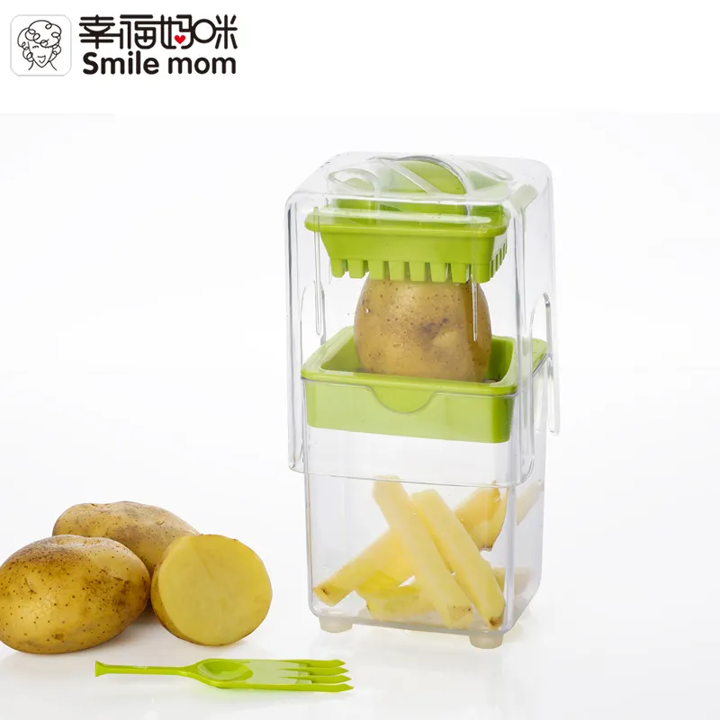 Smile mom Kitchen Potato Press cippatrice manuale Fry Chips Cutter Blade Slicer Chopper Box