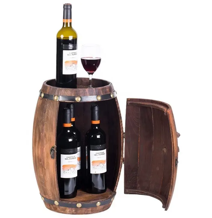 Enfriador de vino de barril de madera de roble decorativo, barril de vino de madera con revestimiento, mini barril de vino de madera, almacenamiento para bar, venta al por mayor, barato