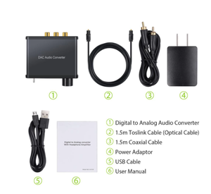 New 192kHz Digital to Analog Audio Converter+<strong>Headphone</strong> Amplifier Power Volume Control DAC Coaxial Stereo L/R RCA 3.5mm Adapter