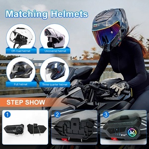 Sistema de intercomunicación para casco de bicicleta, 300m, largo alcance, asistente de voz parlante, cambio de auriculares impermeables para moto - Product Image 4