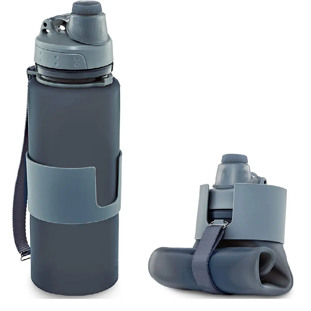 नि: शुल्क नमूने बंधनेवाला पानी की बोतल रिसाव सबूत मोड़ के लिए BPA मुक्त सिलिकॉन पानी की बोतल यात्रा