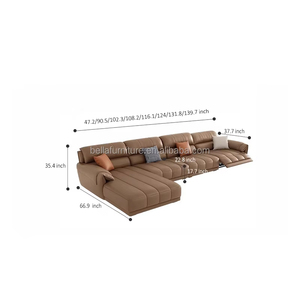 Set <span class=keywords><strong>Sofa</strong></span> malas kulit asli minimalis, furnitur fungsional dengan bingkai kayu untuk ruang tamu - Product Image 6