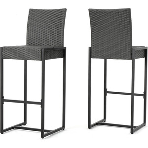 Hiệp <span class=keywords><strong>s</strong></span>ĩ Nhà Conrad hiện đại không thấm nước ngoài trời mây barstools 2-mảnh đặt màu xám - Product Image 3