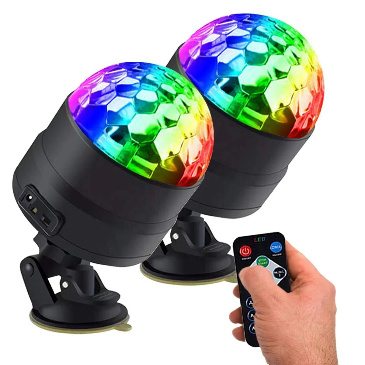 Luces giratorias portátiles de 7 colores, luz estroboscópica LED activada por sonido, para discoteca, DJ, fiestas, luces RGB de escenario con Control remoto