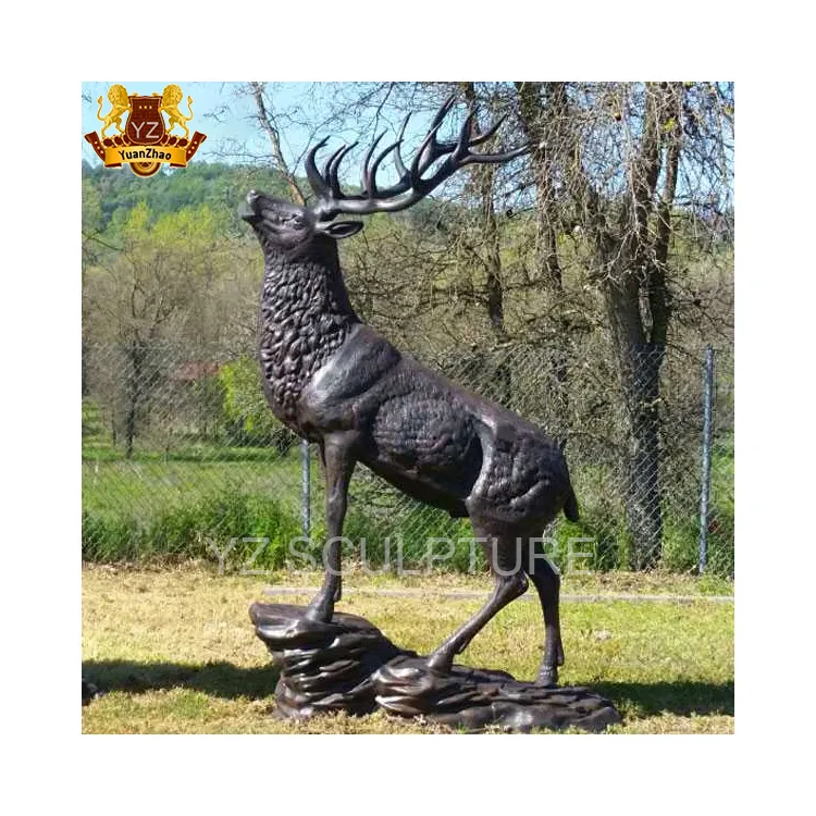 धातु उद्यान तांबा मूर्तियों हिरण मूर्तिकला उद्यान सजावट प्राचीन पीतल कांस्य खड़े हिरन प्रतिमा कीमतों