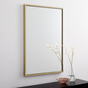 Elegante espejo de pared Rectangular con marco de acero inoxidable negro para baño de Hotel, dormitorio, espejo con marco metálico ornamental - Product Image 4