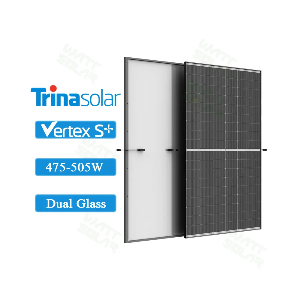 Trina Vertex S + 475W 480W 485W 490W 495W 500W 505 W лучшая цена двойные стеклянные Pv модули черные солнечные панели дома Trina Neg18R.28