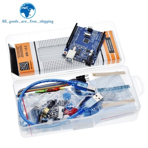 Kit di avviamento per Breadboard Arduino Uno R3 kit di apprendimento semplice di base, rilevamento del livello del suono/acqua/umidità/distanza, controllo LED