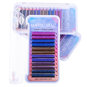 MASSCAKU 12-Line คละสีต่อขนตาสังเคราะห์ง่าย-ปัก YY รูปร่าง 8-15 มม.ความยาว C/CC/D/DD คลัสเตอร์ปริมาตรการหยิก - Product Image 1