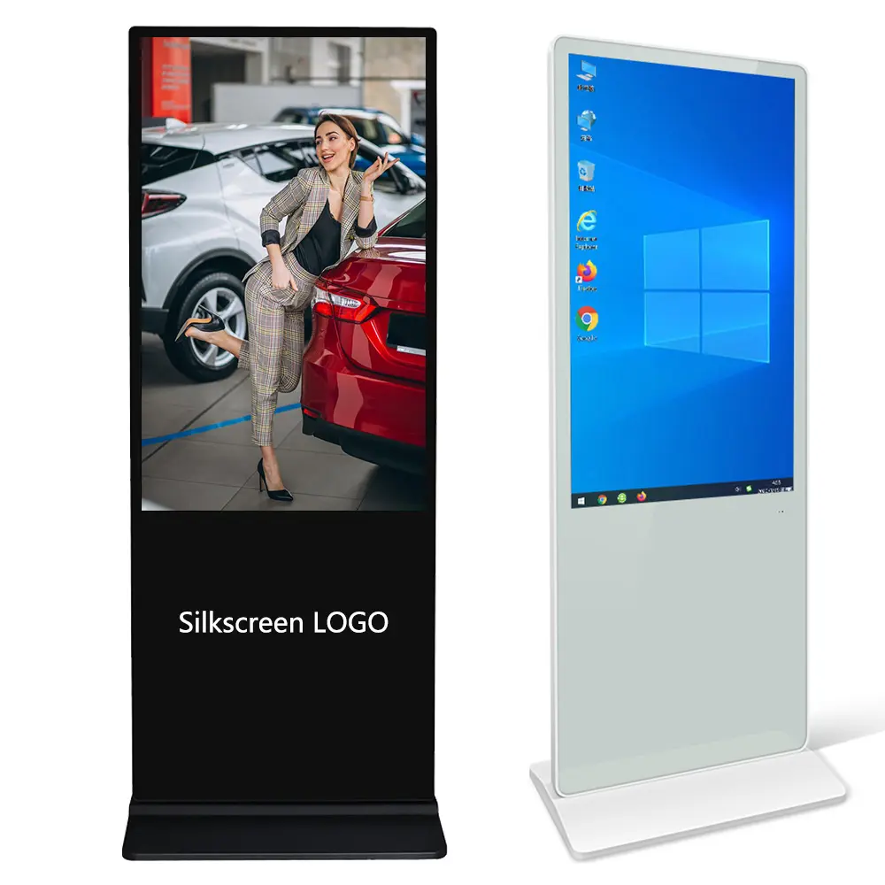 Totem publicitaire ultra-mince de 49 pouces monté au sol affichage numérique LCD intérieur kiosque à écran tactile Android