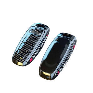 カーボンファイバーTPUキーカバー3ボタンフリップキーカー保護ケースキーチェーン保護キーフォブカバーAudi A4l用 - Product Image 2