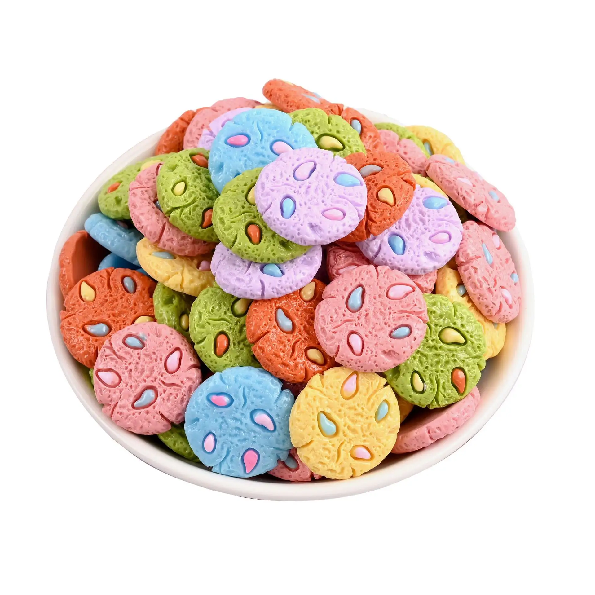 Simulasi Warna-warni Biskuit Kue Pipih Resin Cabochon Kawaii Makanan Palsu Kerajinan Buku Tempel DIY Aksesori Rambut Dekorasi