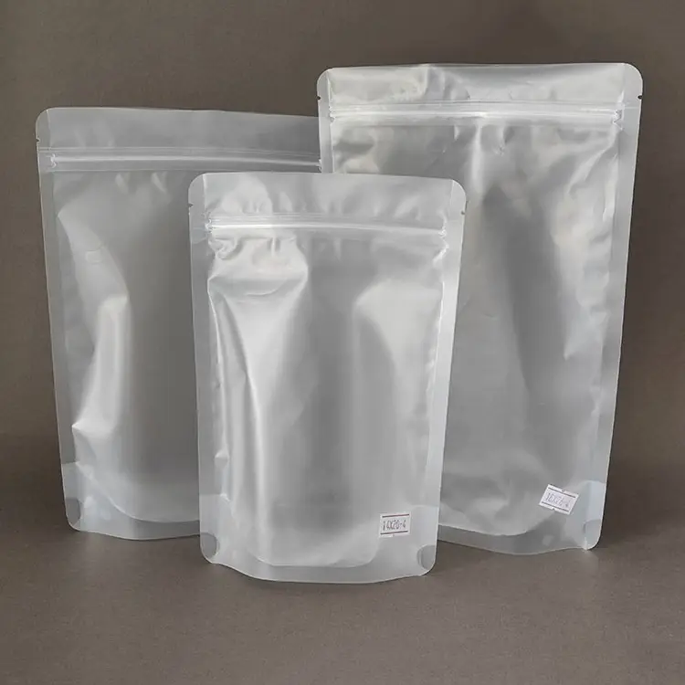 Sacs transparents mats de stockage de farine de poudre de thé de noix de poche en plastique de promotion supérieure avec la serrure de fermeture éclair