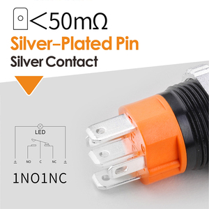 LANBOO 16mm 16A interruttore a levetta in metallo ad alta corrente IP65 impermeabile pulsante vendite dirette della fabbrica con indicatore 5-24V 220V - Product Image 6